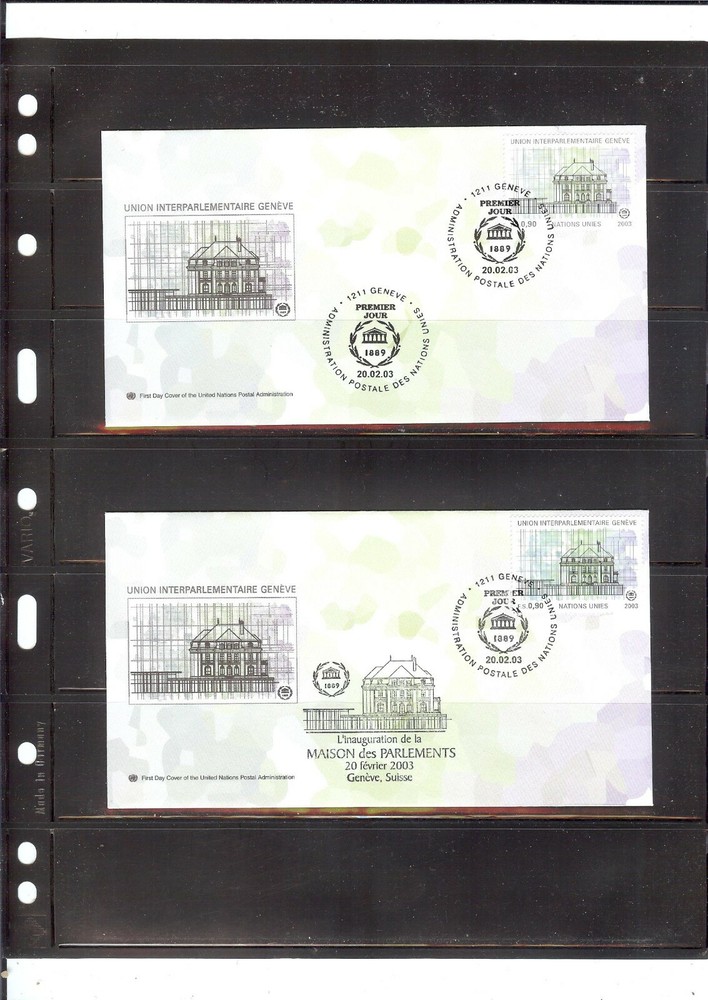 2003 Definitive FDC's (Singles)(2 Cancels) - Geneva Office - UNPA Cachet (393)