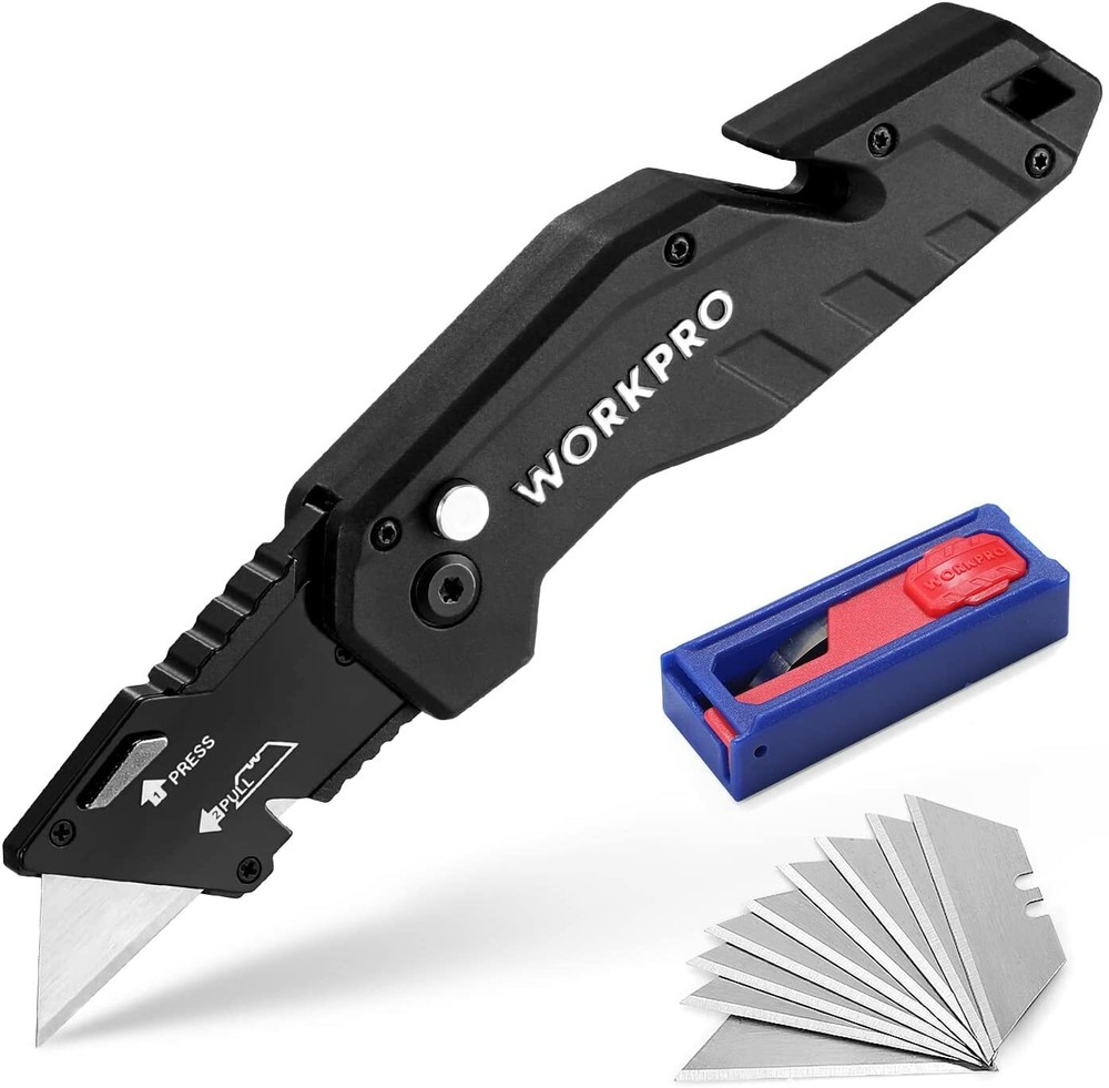 WORKPRO Folding Utility Knife Quick Change Blade Utility Cutter W/10PCS Blades