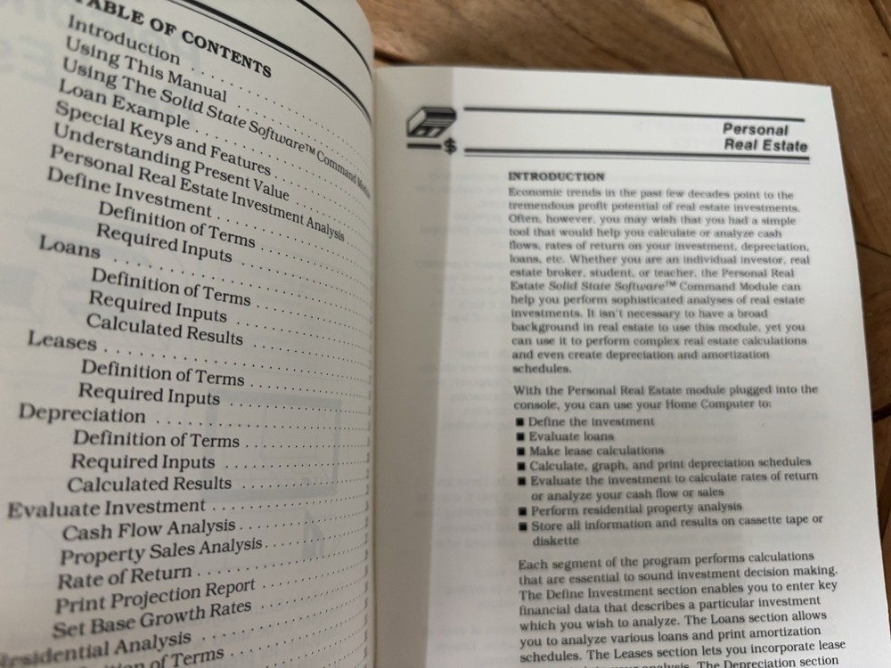 Texas Instruments TI-99/4A Personal Real Estate & Command Module Book