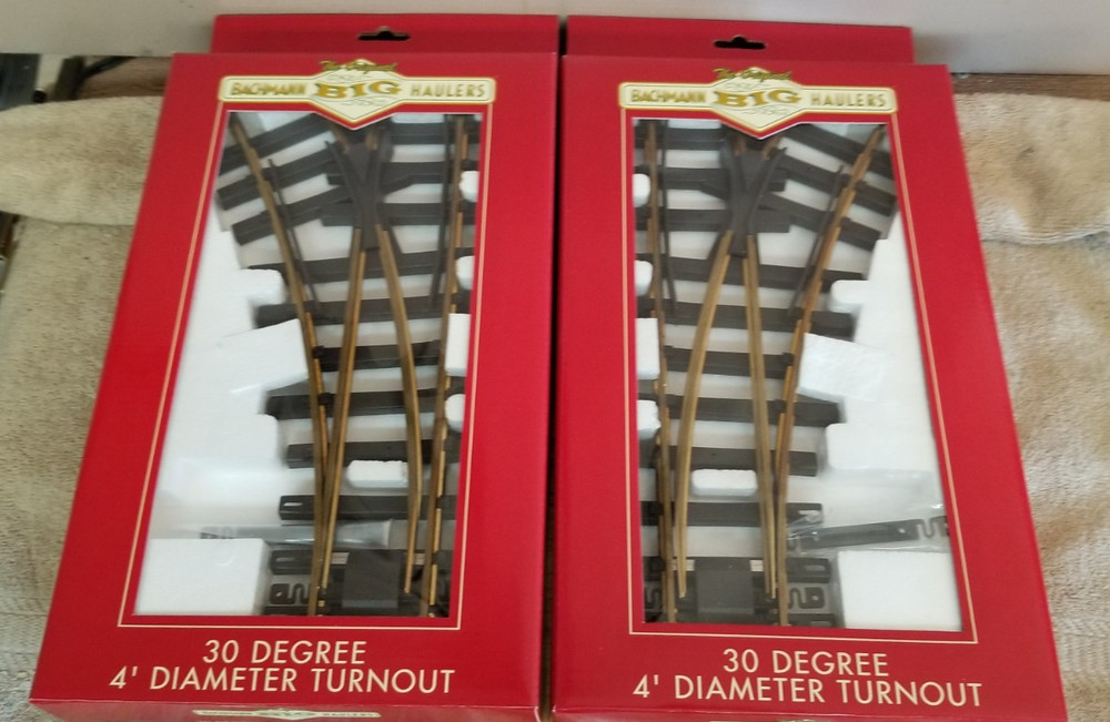 Bachmann switches g scale, right and left.