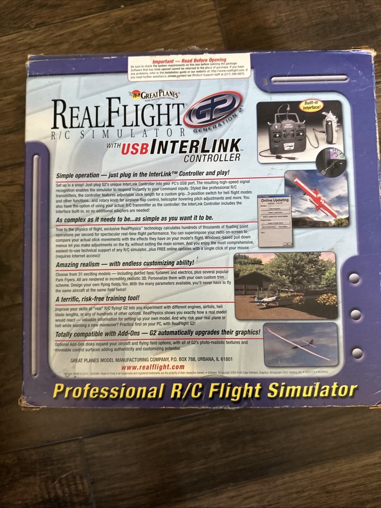 Great Planes Real Flight R/C Simulator Futaba Interlink Plus USB Controller