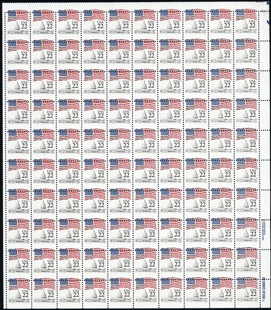 2114, MNH 22¢ Complete Misperforated Error Sheet - Stuart Katz