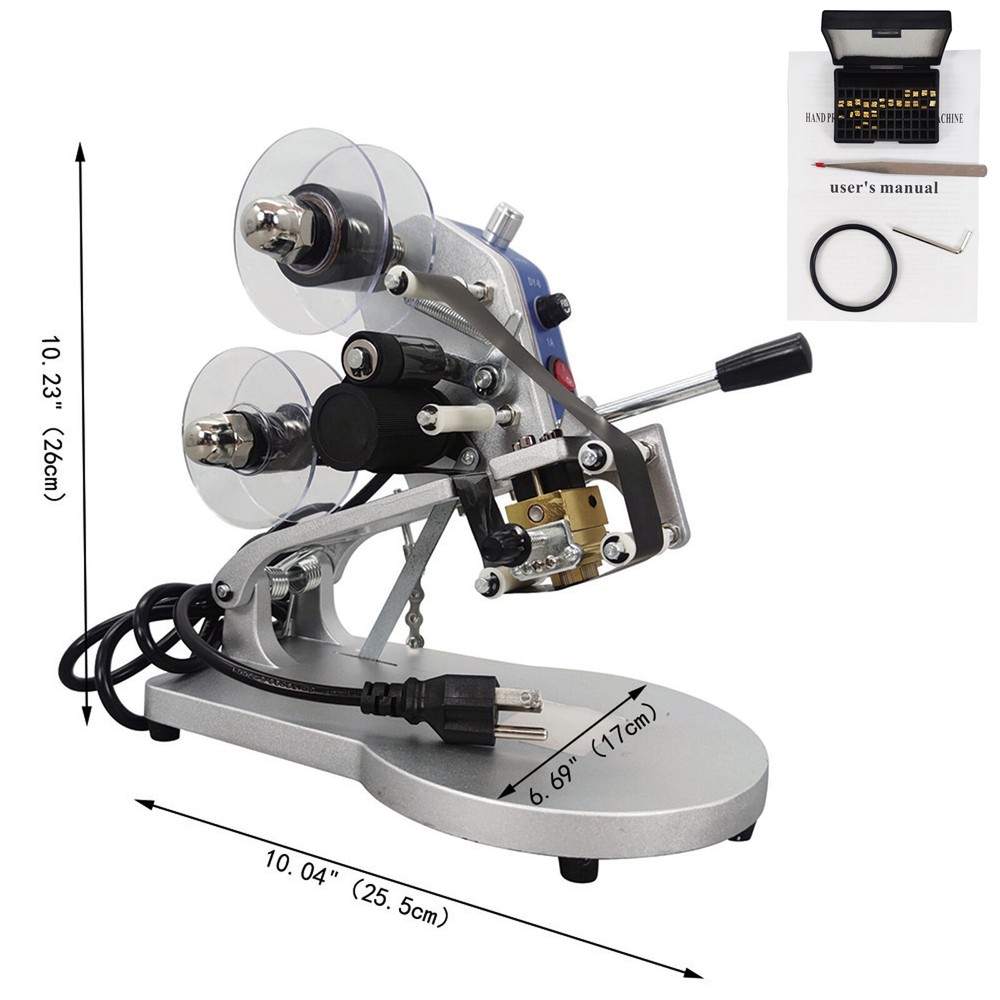 110V Hot Stamp Ribbon Coding Printer Hand Press Ribbon Coding Machine 25.4-35mm