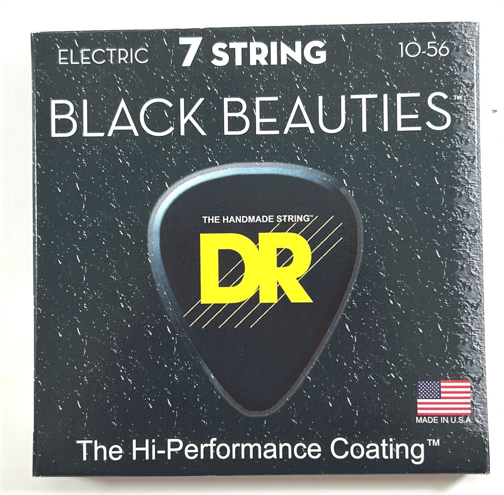 DR Guitar Strings 7-String Electric Black Beauties Coated 10-56