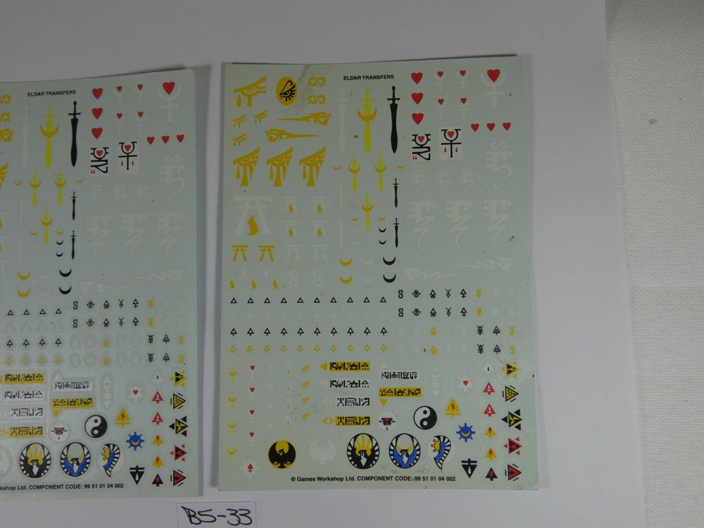 Eldar Transfer Sheet x 2 Fully Intact 40k B533