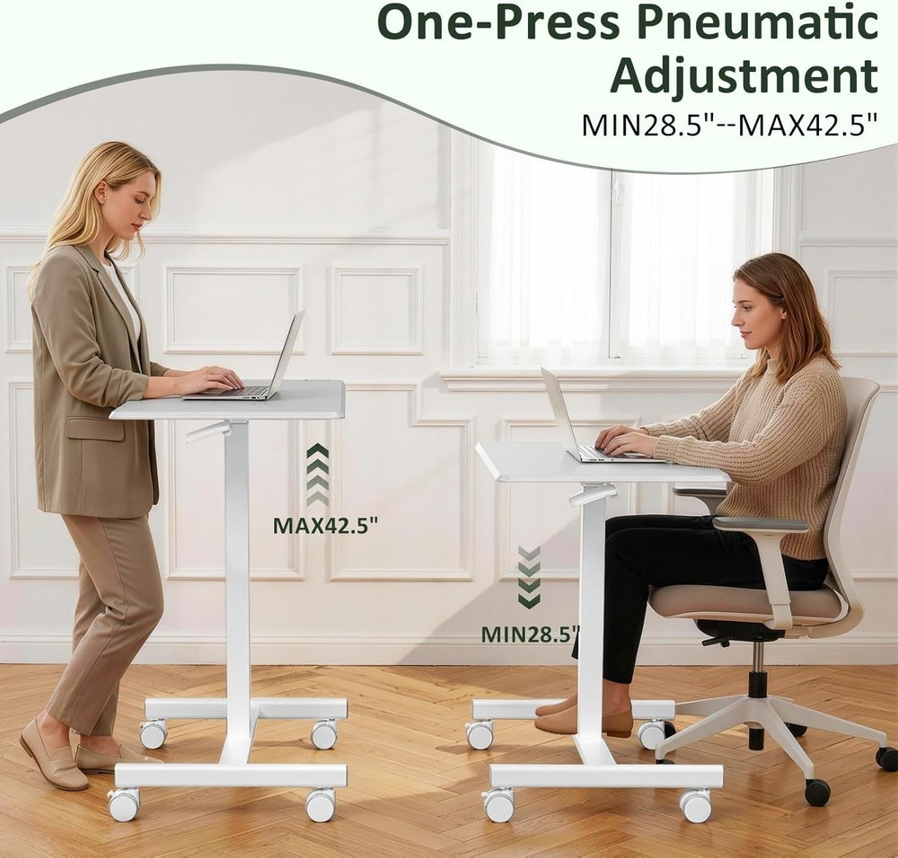 Mobile Standing Desk Adjustable Height Rolling Sit-Stand Laptop Desk W/ Lockable
