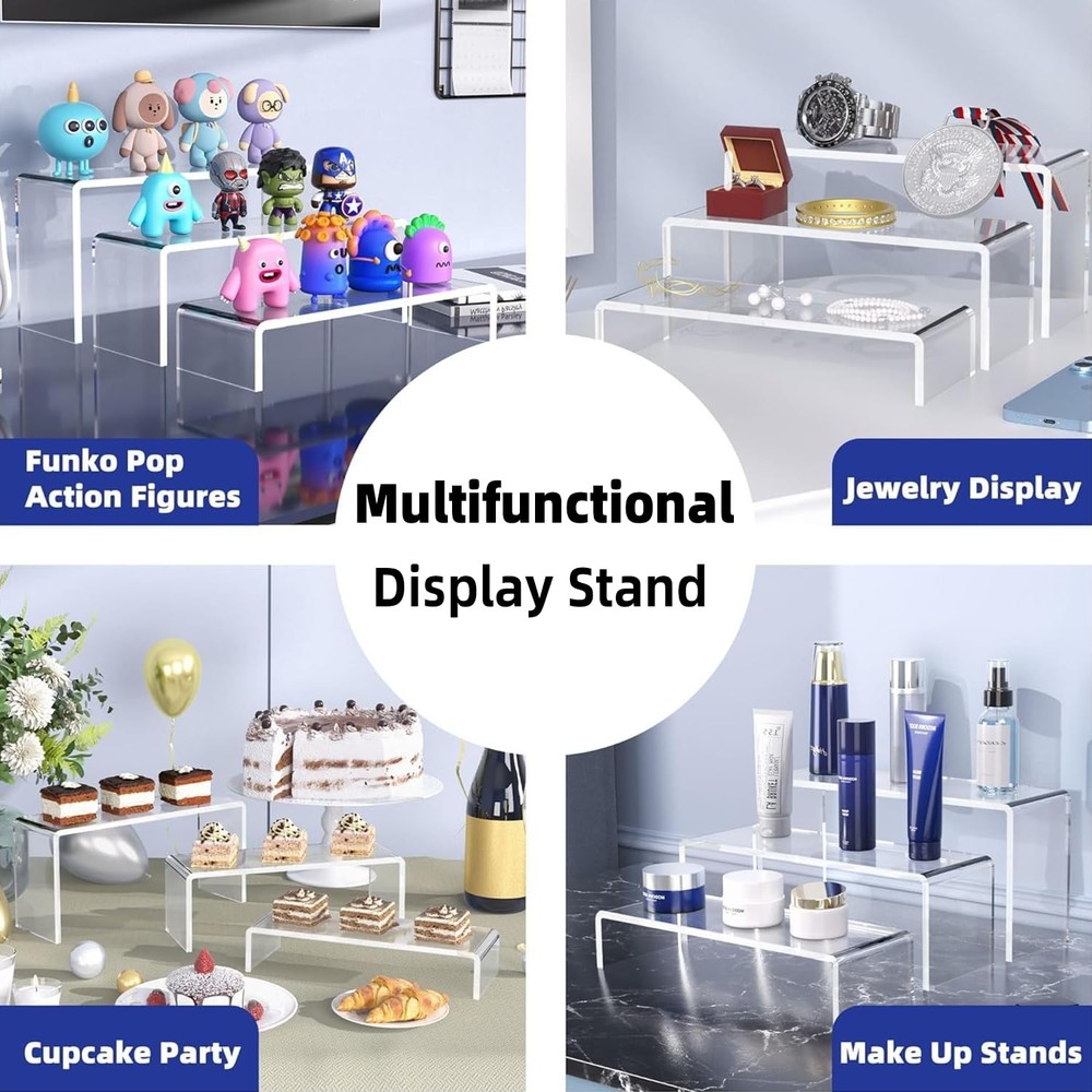 Goabroa Acrylic Display Risers, 2 Sets 6 Pcs Rectangular Risers Display Stand...