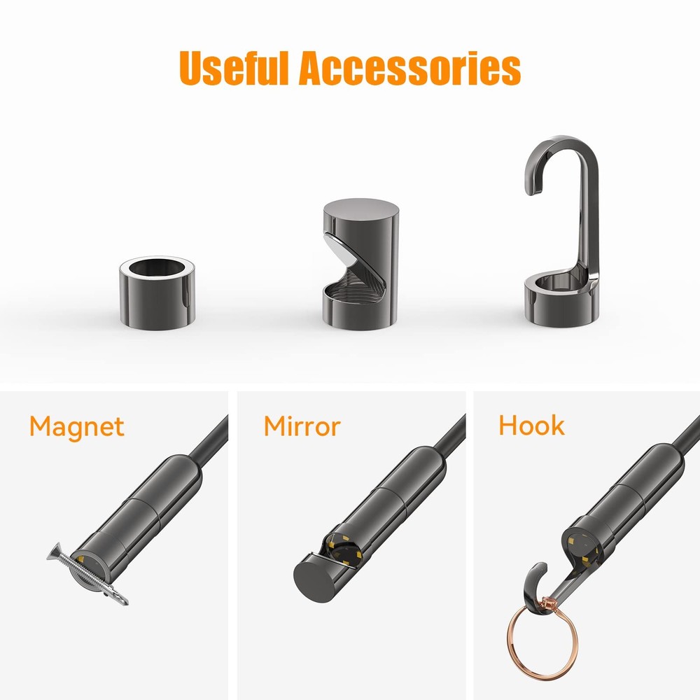 5MP Auto-Focus Endoscope, Teslong 3rd Generation USB Borescope with 5.0 black