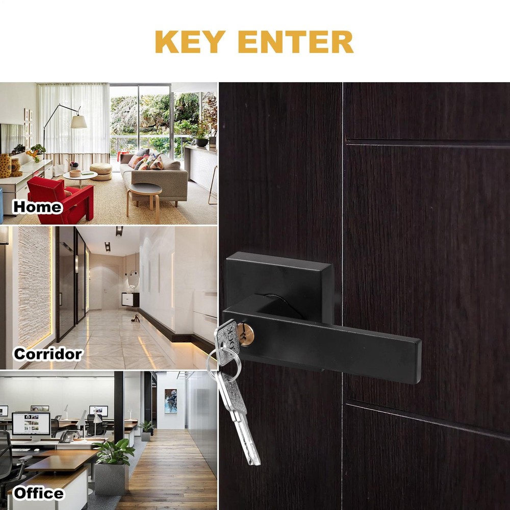 Black Door Lever Privacy Passage Dummy Handle Interior Square Knobs 15 pack