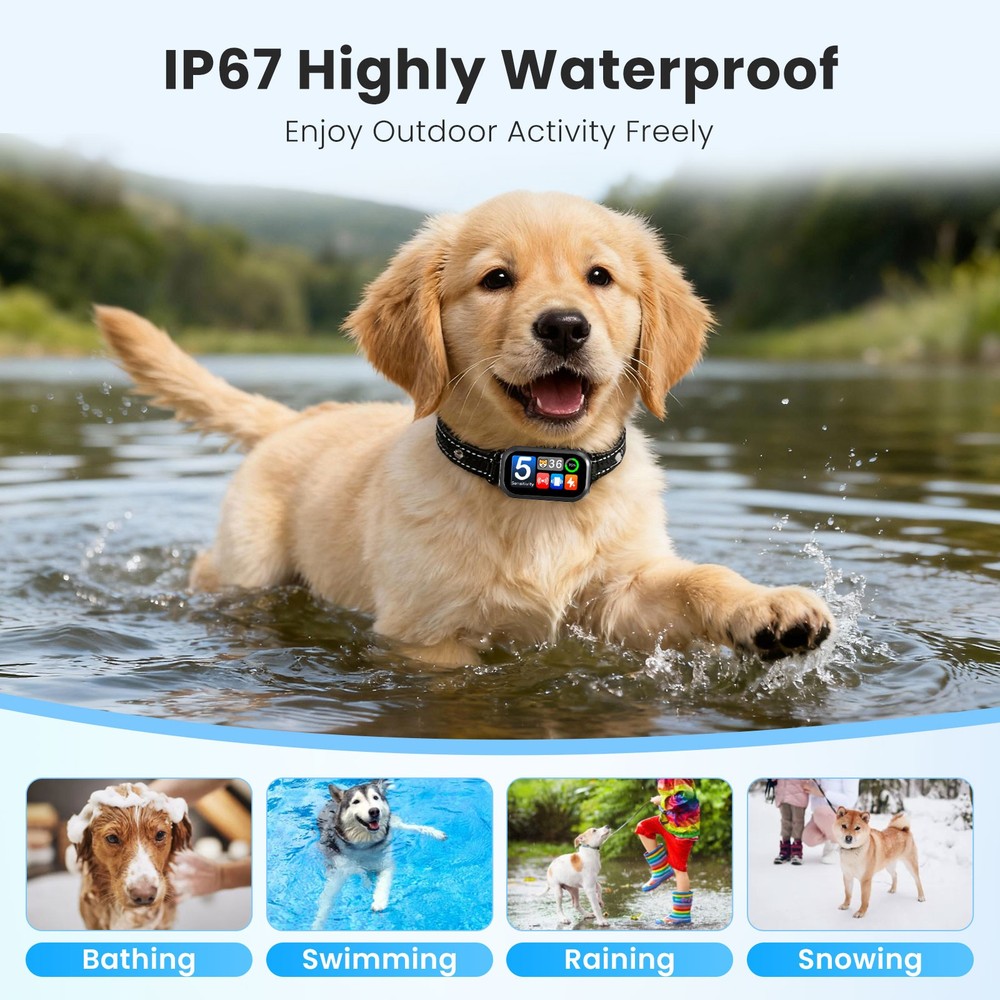 2Pcs Automatic No Bark Dog Training Collar Waterproof Barking Terminator - BR01