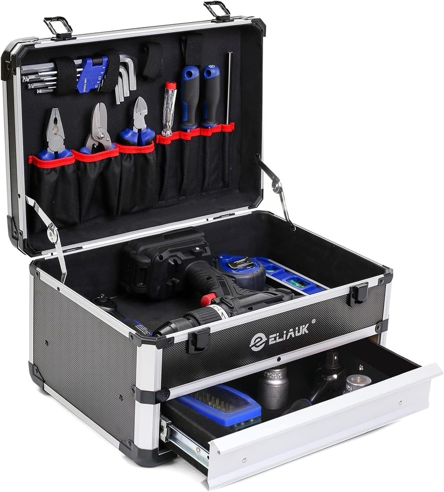 Compact Silver Tool Box with Bearing Slide Drawers - Organized Storage Solution