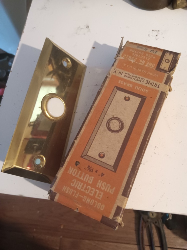 Vintage Trine Solid Brass Electric Doorbell Button