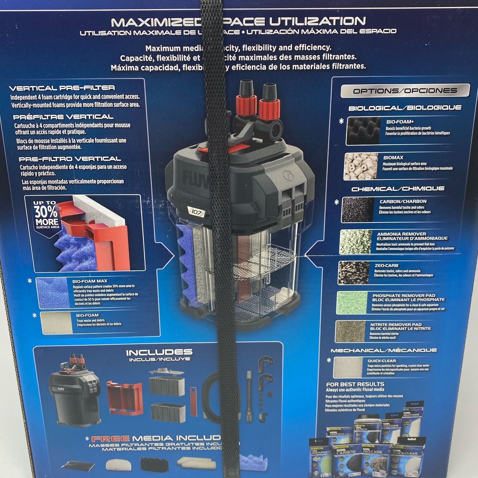 Fluval 107 Performance Canister Filter - Black - For 10-30 Gallon Aquariums