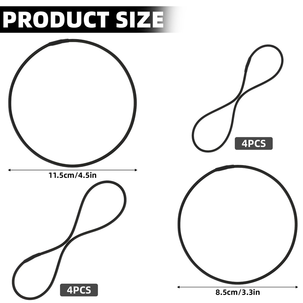 8PCS Microphone Shock Mount Rubber Ring, Black Universal Elastic Bands Replac...