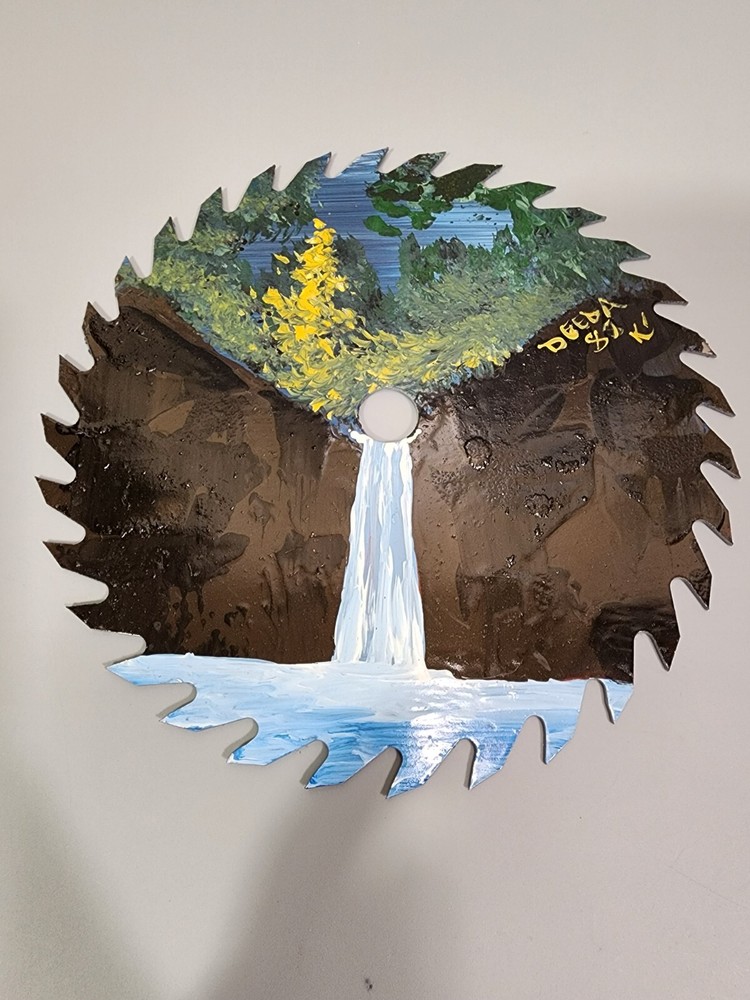 PAIR Hand Painted 7 " Circular Saw Blade Signed
