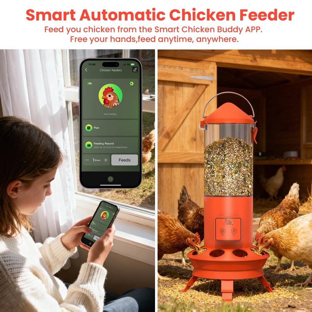 Automatic Chicken Feeder, Smart Chicken Coop Accessories, APP Smart Remote Co...