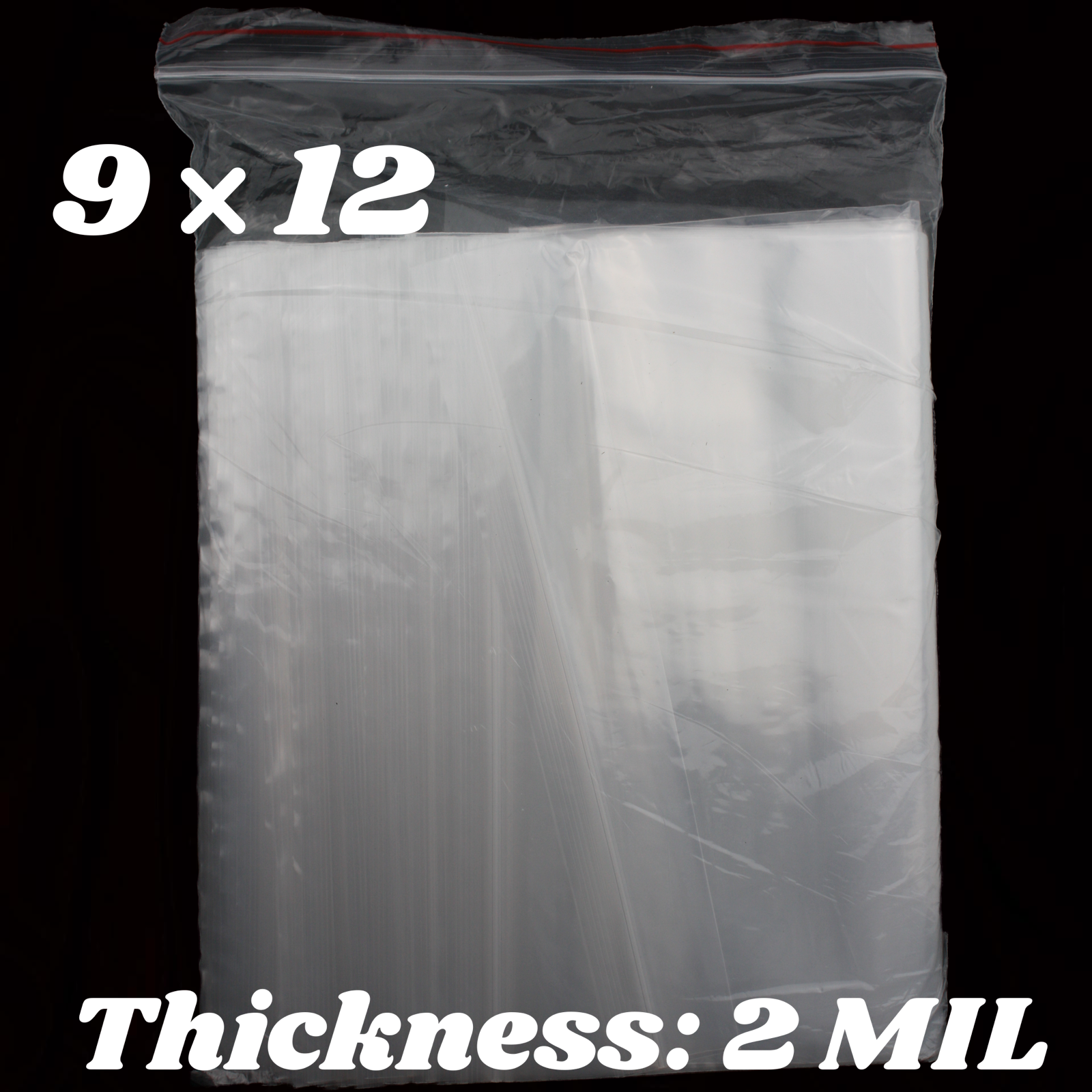 9x12 Zipper Zip Bags 2 Mil Seal Clear Plastic Baggies Top Lock Reclosable