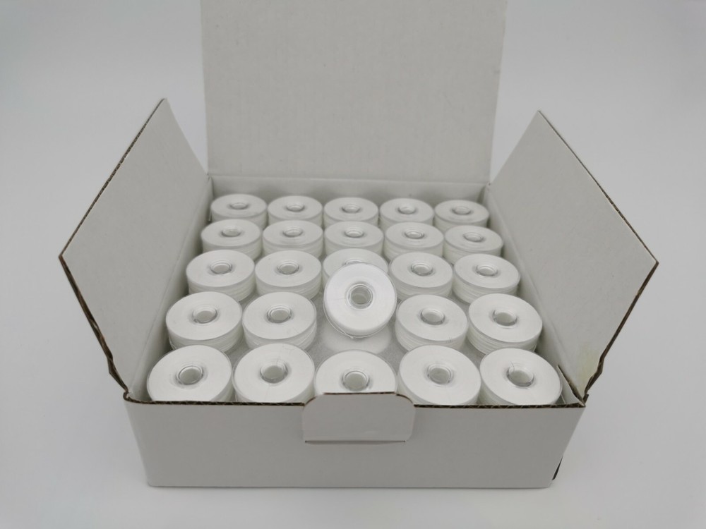 Prewound Bobbin, Size M, Style M, 100% Spun Polyester, 75pcs per box