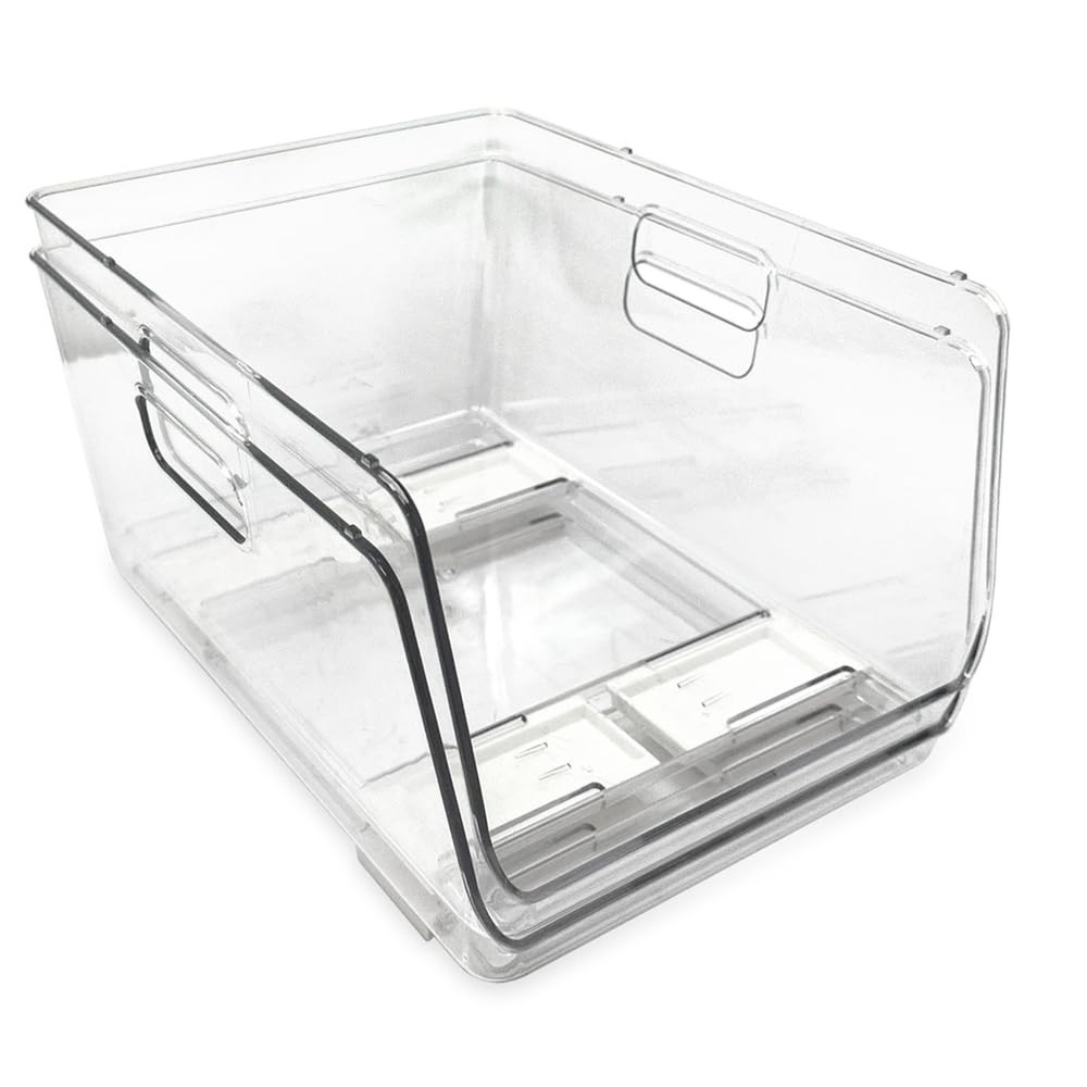 Isaac Jacobs 2-Piece (11.9" x 8.6" x 6.1") Large Deep Stackable Clear Storage...