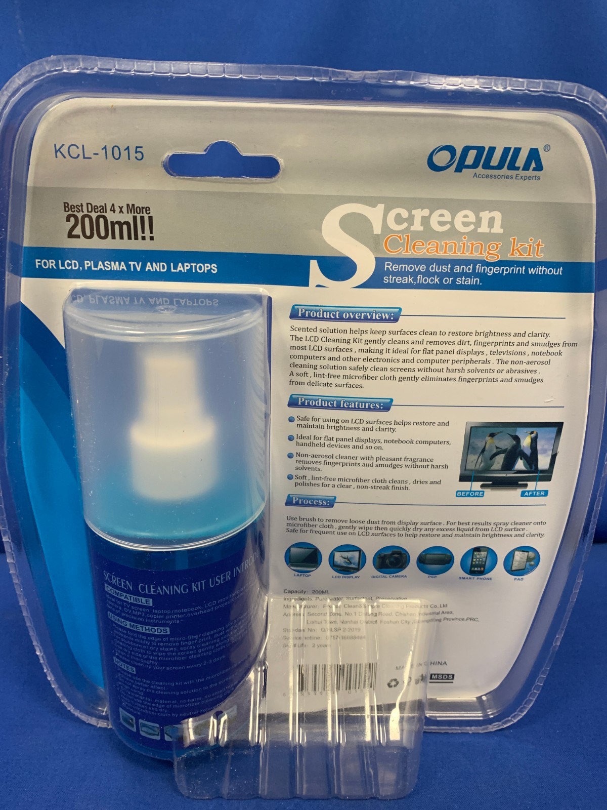 Screen Cleaning Kit Cleaner Spray Brush Microfiber Cloth Wipe Phone TV Camera