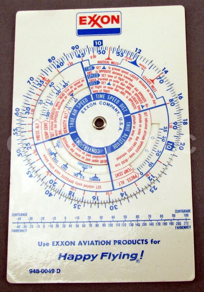 Exxon Aviation Products Pilot's Conversion Disc Wheel Flight Plan Sequence