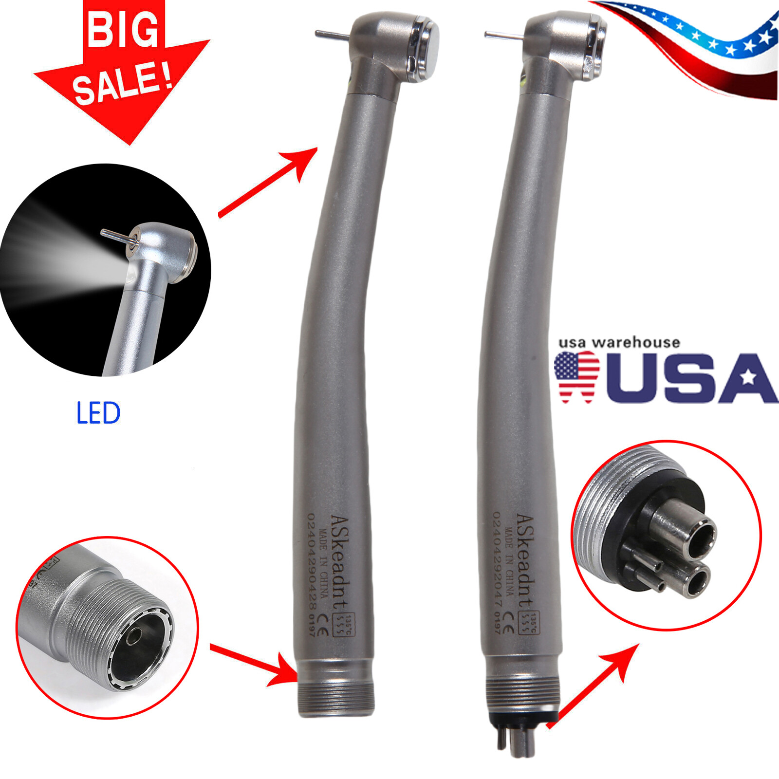 NSK Style Dental Fiber Optic LED E-generator high speed handpiece 2 Hole 4 Hole