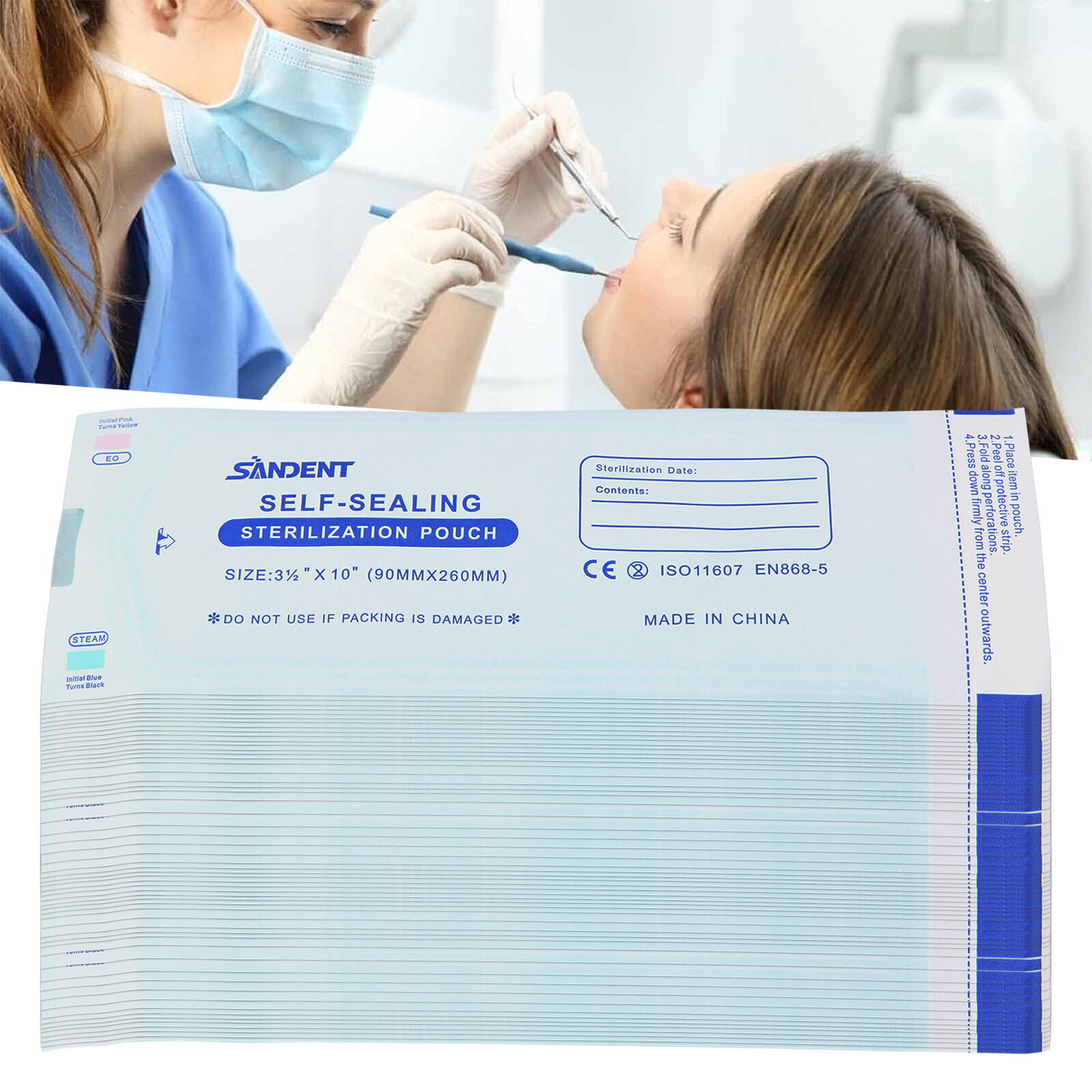 up to 7000 Sterilization Pouches 3.5 " x 10 " Dental Medical Self Seal Pouch Bag