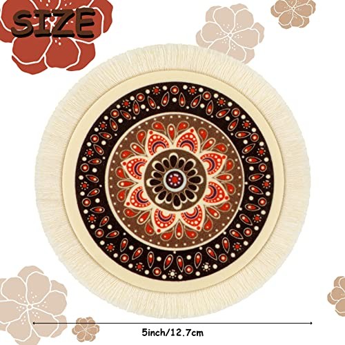 4 Pieces Rug Table Coasters Table Drink Holders Oriental Round Fresh Pattern