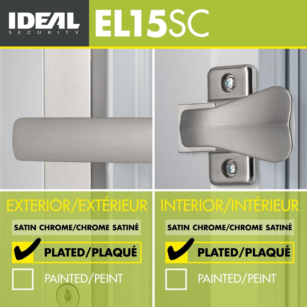 Ideal Security EL Keyed Lever Mount Latch with Deadbolt, Surface Satin Chrome