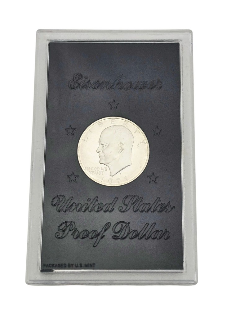 1971 S US Mint Eisenhower Brown Box Ike Proof 40% Silver Dollar