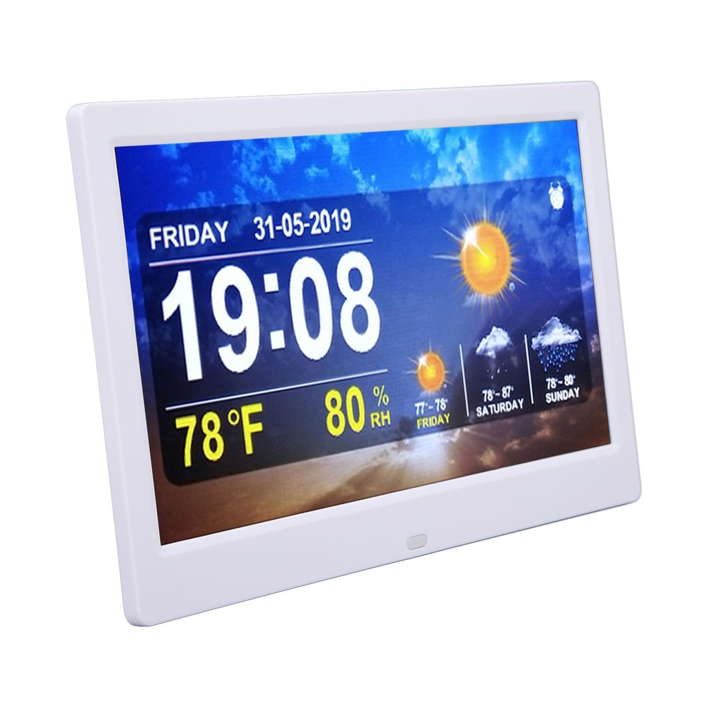 10inch Digital Alarm Clock Time Temperature Weather Display with Remote Control