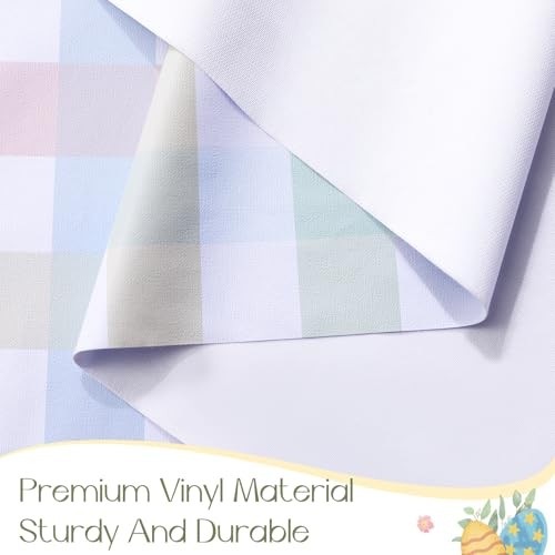 Easter Square Vinyl Tablecloth, Spring 100% 54" x 54" (Square) Rainbow