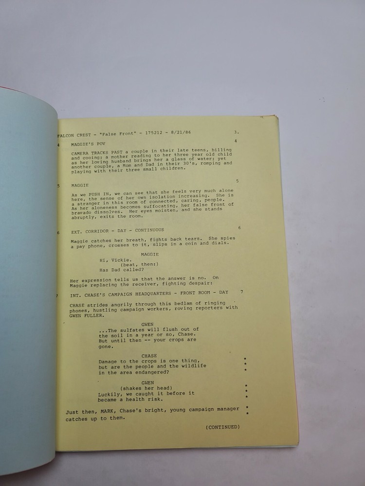 FALCON CREST / William Schmidt 1986 TV Script, Cesar Romero "False Front"