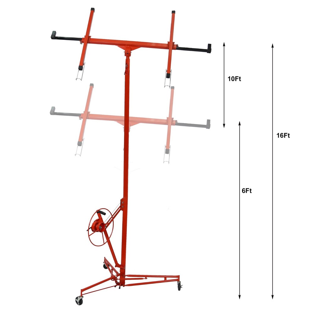 16ft Red Drywall Panel Hoist Lift Jack Rolling Lifter