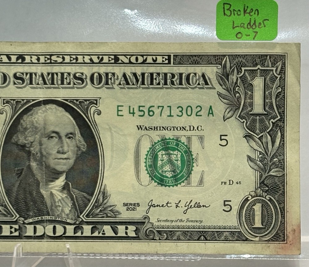 $1 Fancy Serial Number, Broken Ladder, Complete 0-7! 🔥🔥 4567 1302