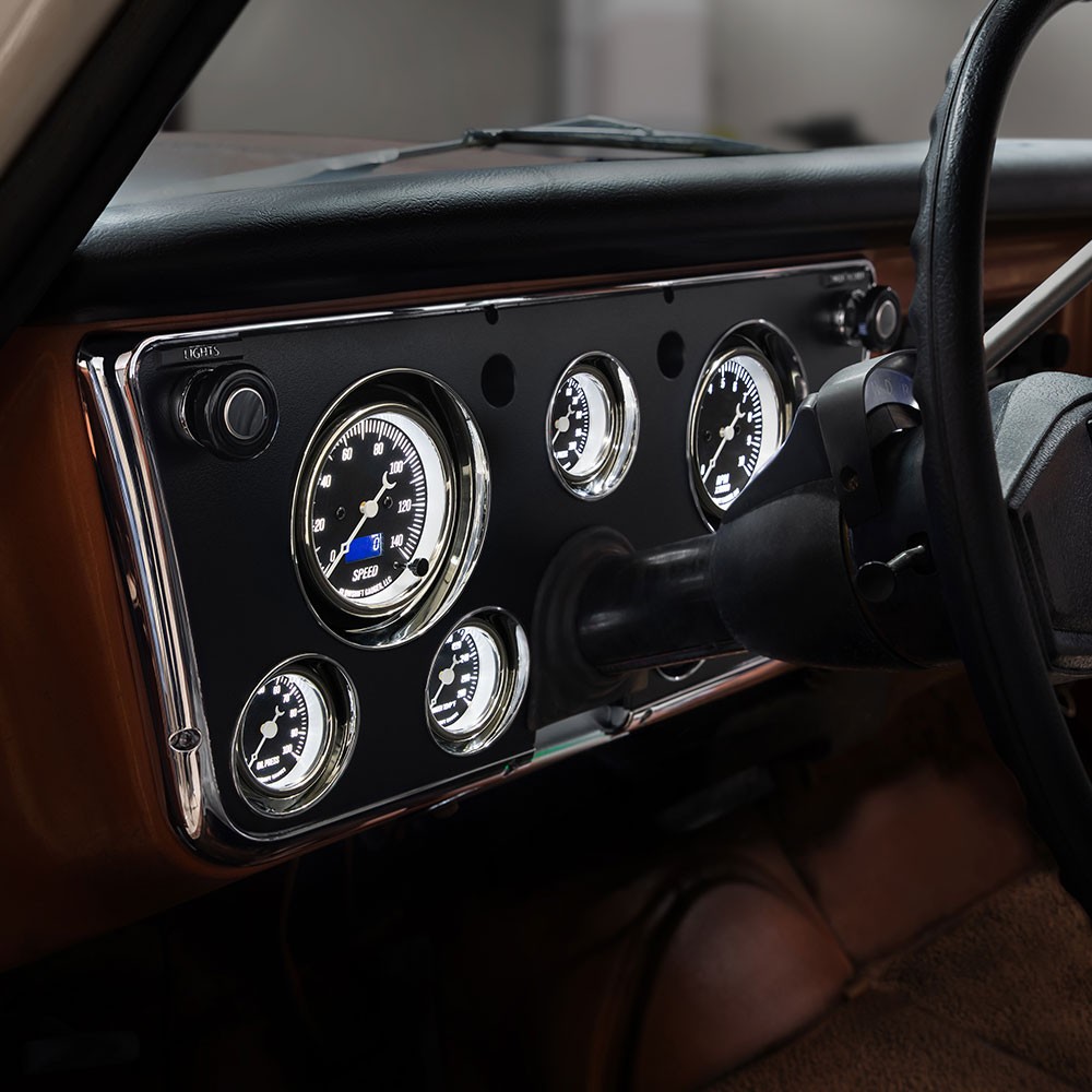 GlowShift Classic Black 7 Gauge Set & Dash Panel Pod for 67-72 Chevy C10