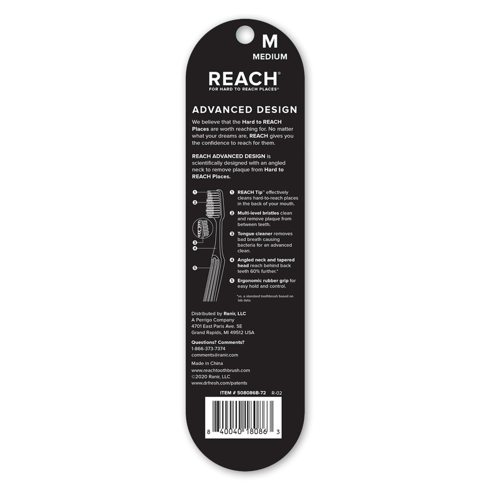 Reach Advanced Design Toothbrush with Medium Bristles, 3 Count