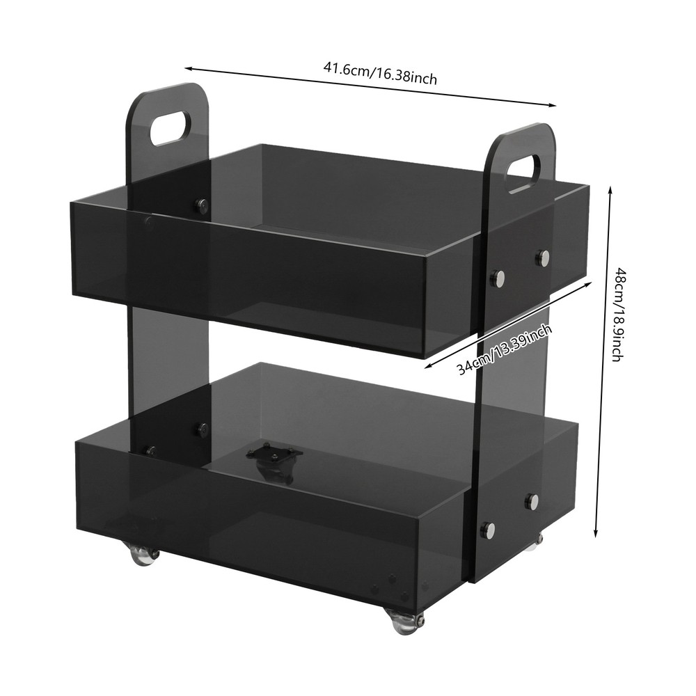 Free Standing Acrylic Side Table Storage Rack with Wheels Acrylic Bedside Table