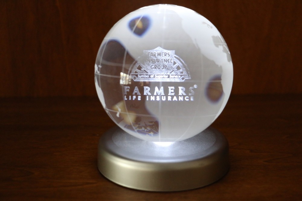 FARMERS INSURANCE LIGHTED GLASS GLOBE