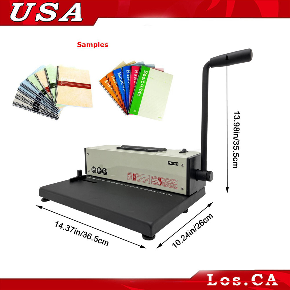 110V Desk Calendar Notebook Maker Plastic Spiral Coil Binding Machine PD-1501