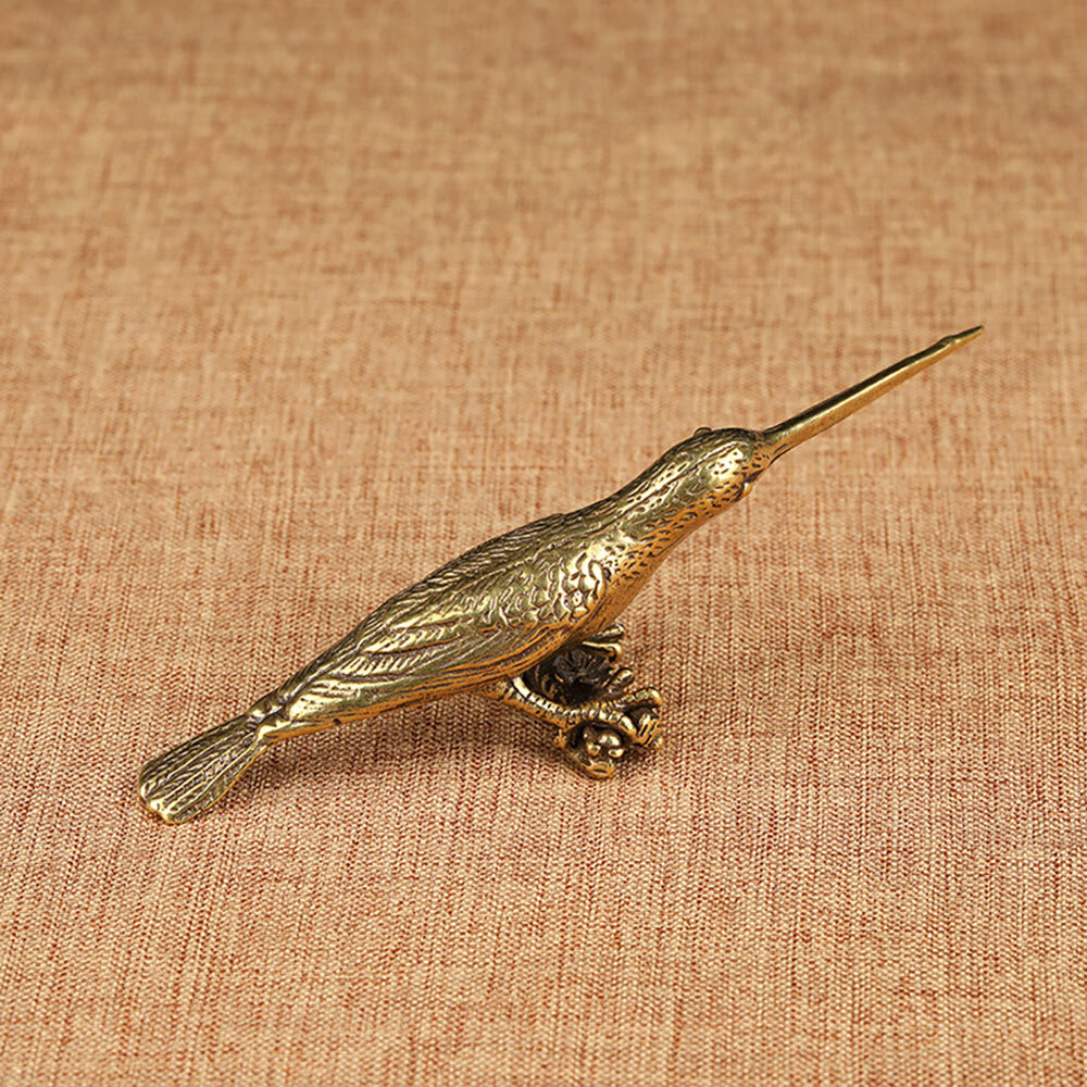 Small Solid Brass Bird Figurines Antique Statue Hummingbird Tea Knife Home Decor
