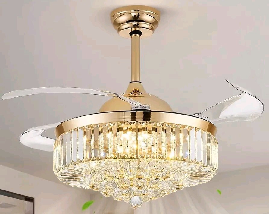 NEW 42" Simple Variable Frequency Crystal Bluetooth Ceiling Fan w/Light DS-FH20