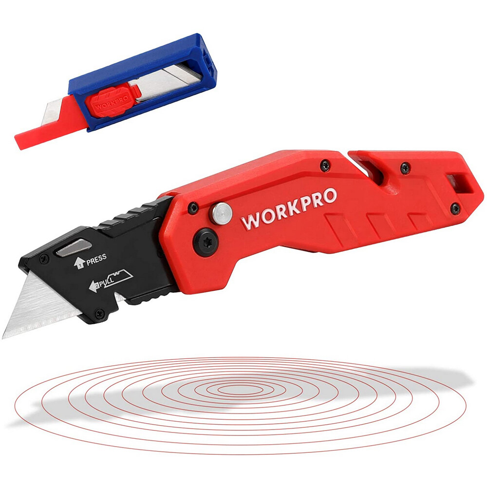 WORKPRO Folding Utility Knife Quick Change Blade Utility Cutter With 10PC Blades