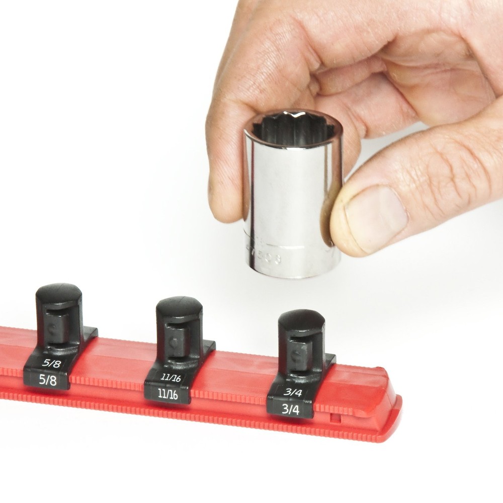 18-Inch Socket Organizer with 18 Twist Lock Clips for Efficient Storage