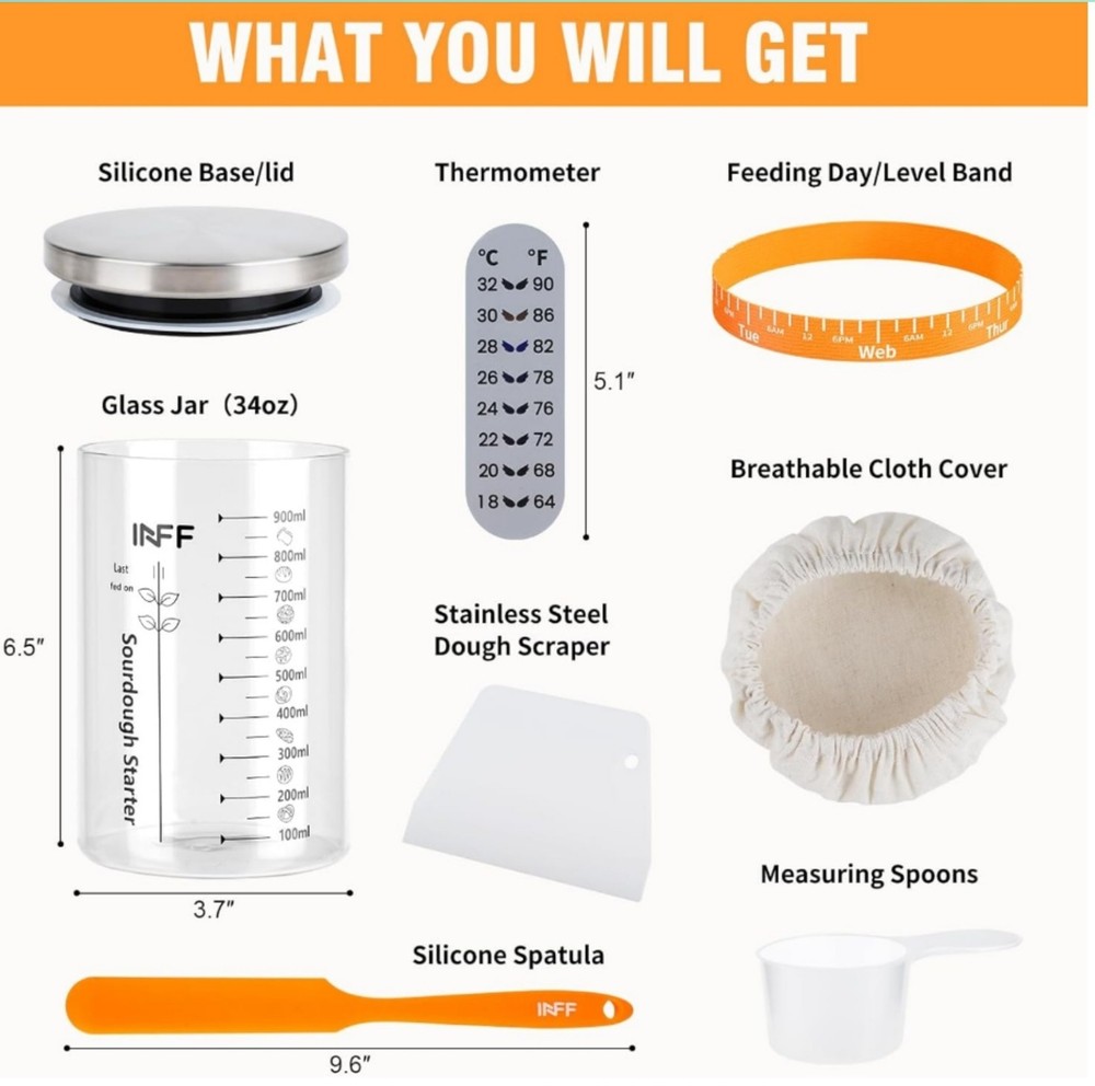 2 Pack Sourdough Bread Starter Kit- 34 oz Large Capacity