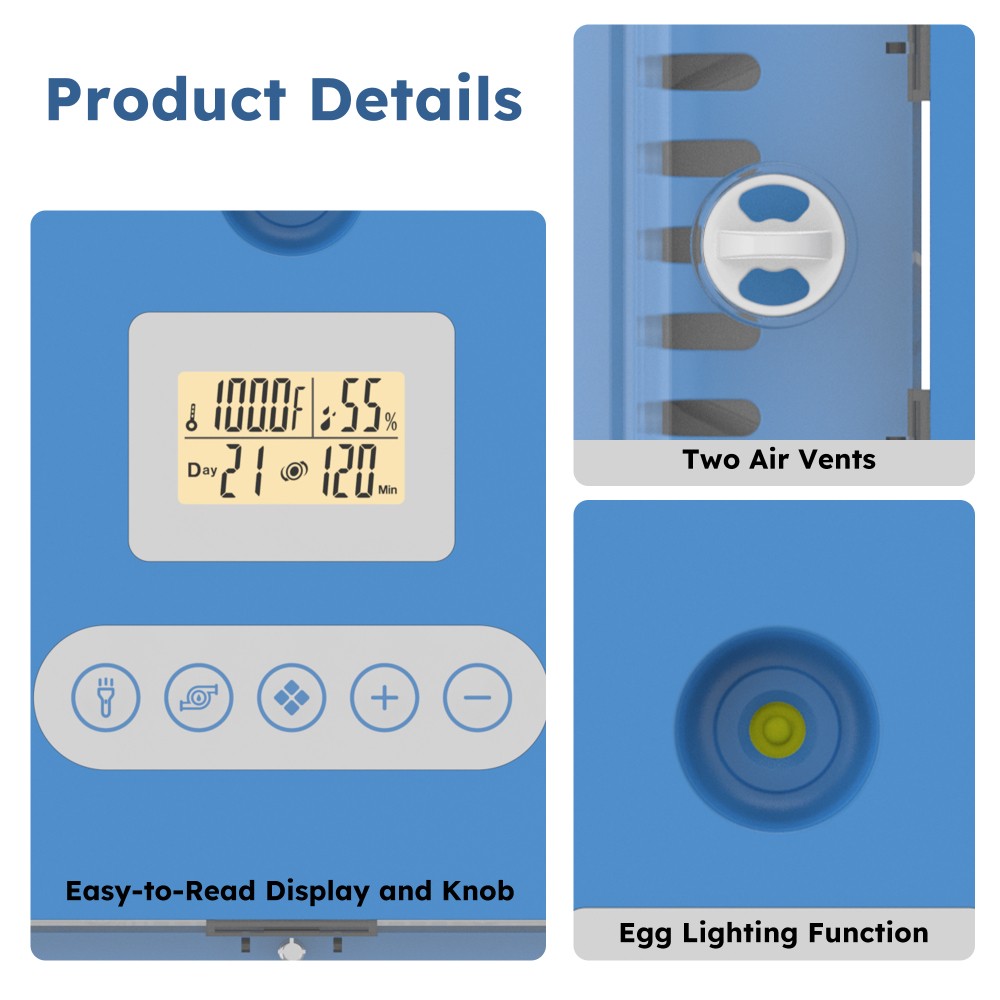 70 Egg Incubators for Hatching Eggs Automatic Egg Turning Built-In LED Candler