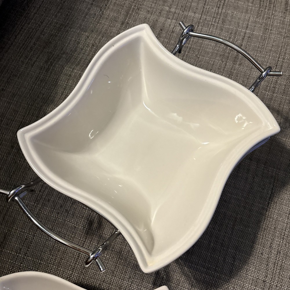 Godinger Sienna Angled White Chafing Dish with Silver Holder