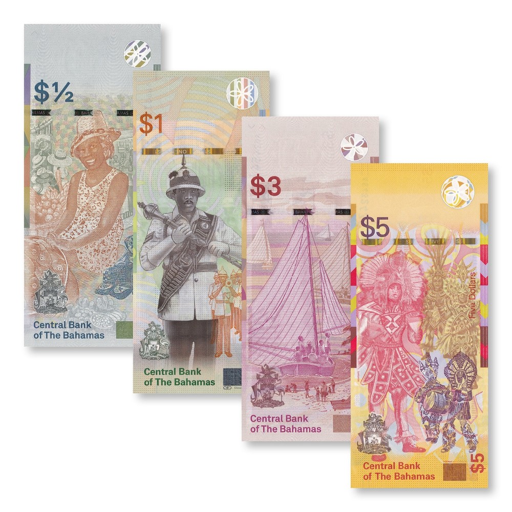 Bahamas Set: Half–$5 Dollars, 2017–2020, B348–B351, UNC