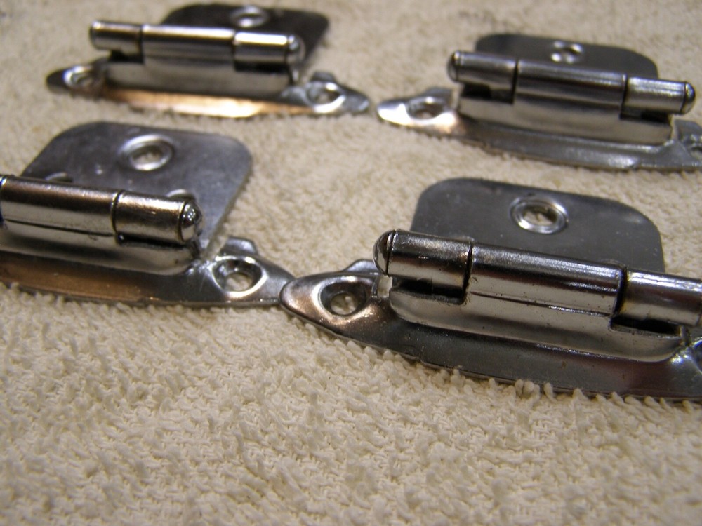4 Face Mount / Flush Mount Self Closing Chrome Cabinet Hinges Spring Loaded