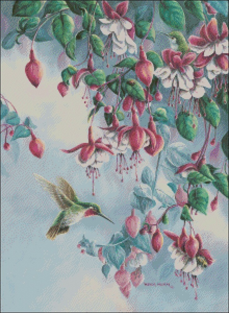 Hummingbird and Honeysuckle - Charts Counted Cross Stitch Pattern Needlework